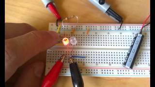 Dual color LED flashing circuit