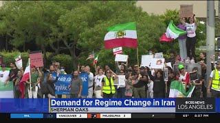 Protestors gather in Sherman Oaks to demand regime change in Iran