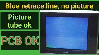 Blue retrace line problem. / No picture retrace line in crt tv./CRT tv repair hindi.