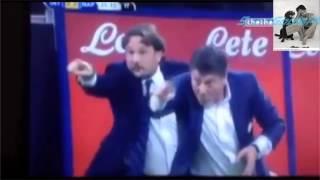 Comically of Walter Mazzarri and assistant Mario Frustalupi during Inter Milan game