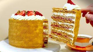 The MOST TENDER Strawberry Honey Cake- Amazing Recipe-MEDOVIK МЕДОВИК