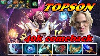 Topson Invoker 40k comeback vs crazy Wraith King 3 Rapiers | 7.34 Immortal Best Ranked Gameplay