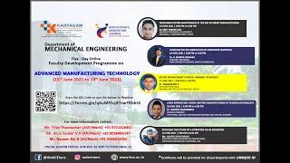 Five Days Online Faculty Development Programme on Advanced Manufacturing Technology