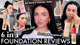 6 in 1 FOUNDATION REVIEWS!   haus labs, makeup by mario, nyx, valentino, iconic london...