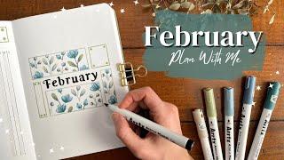 PLAN WITH ME!🪻February Bullet Journal Set Up | Easy Floral Theme ft. Arrtx!