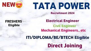 tata power recruitment 2024 | fresher | CTC: 5LPA| job vacancy 2024 | latest mnc jobs | private jobs