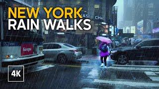 New York RAIN Walks Collection Part One ️ Raining in New York City 4K