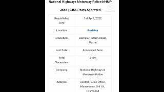 National highway motorway police jobs 2022¦ latest jobs 2022