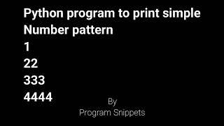 Python Program to print simple number pattern