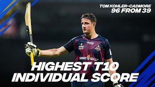 Tom Kohler-Cadmore scores the  HIGHEST Abu Dhabi T10 Individual Score | 96 off 39 | Day 12