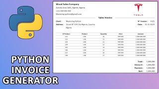 Python Modern Invoice Generator usig pyside6 and reportlab