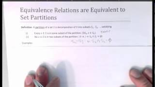 Equivalence Relations & Set Partitions, Part One