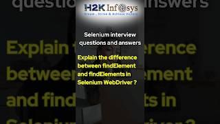 What is the difference between findElement and findElements in Selenium WebDriver | H2k Infosys USA