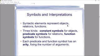 CS461 AI CH08 Lecture:  8.2:  Syntax and Semantics of First-Order Logic