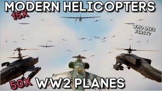 50x WW2 PLANES VS 15x MODERN HELIS - Who Dies First? - WAR THUNDER