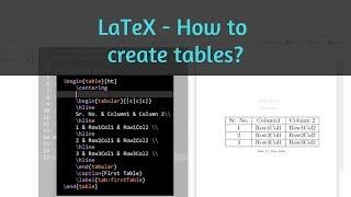 How to create Tables in LaTeX | Learn using ShareLaTeX | Learning LaTeX  05 |