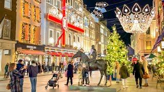 London New Bond Street Christmas Lights 2022  Luxury Window Shopping Mayfair Walk  4K HDR 60FPS