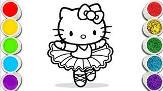 Hello Kitty Dancing Easy and Cute drawing easy with colours. @Afzaaldrawing