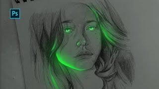 How to Draw Glowing Sketches in Photoshop | Glow Effect Tutorial