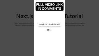 How to create dark mode in Next.js Tutorial #coding #webdevelopment #nextjs #programming #web #react