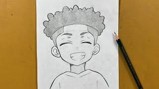 How to draw cool and cute afro kid step-by-step |easy drawing tutorial