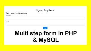 Multi step signup form in PHP & MySQL with Source Code