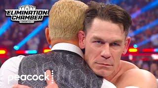 John Cena, The Rock Attack Cody Rhodes! | Elimination Chamber 2025 | WWE Highlights | Peacock