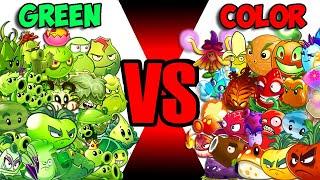 Team GREEN Vs All COLOR Plants - Who Will Win? - PvZ 2 Team Plant Vs Team Plant