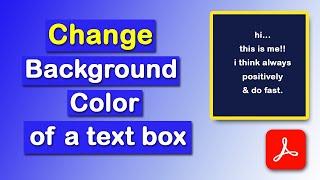 How to change text box background color in Adobe Acrobat Pro DC