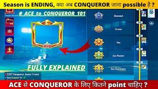 ACE से CONQUEROR जाने के लिए DAILY कितना POINT plus करे? | C3s7 solo bgmi ace to conqueror push tips