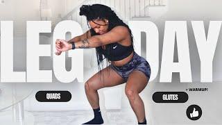 JUICY Leg Day!! | Full Quad and Glute Workout | at home workout + dumbbells (warm up included)