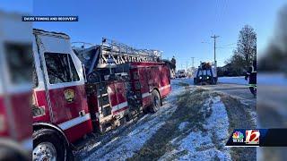 Winston-Salem firefighter injured after truck overturns on icy road