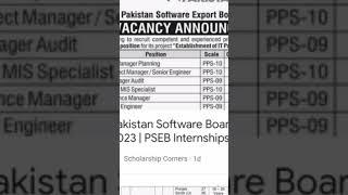 Pakistan Software Board Internships 2023 | PSEB Internships