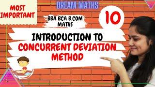 Introduction to Concurrent Deviation Method|Correlation|BBA|BCA|BCOM|Dream Maths