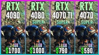 RTX 4090 vs RTX 4080 SUPER vs RTX 4070 TI SUPER vs RTX 4070 SUPER - Tested in 25 Games