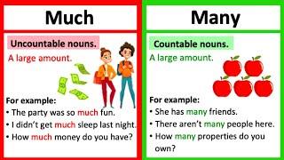 MUCH vs MANY  | What's the difference? | Learn with examples & quiz!