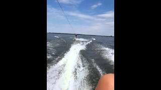 One of my first attempts at wakeboarding