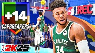 GIANNIS ANTETOKOUNMPO BUILD with 14 CAP-BREAKERS is OVERPOWERED in the RANDOM REC (NBA 2K25)