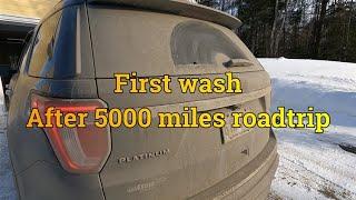 First wash of the Ford Explorer after road trip | Almost freezing