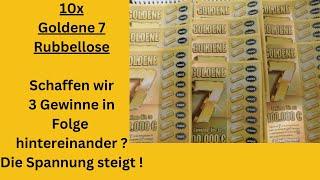 Goldene 7 Rubbellose 10x öffnen - Schöne Gewinne sind dabei