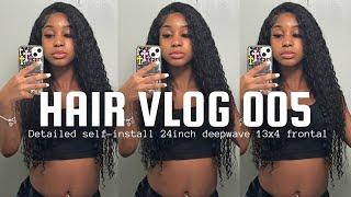 HAIR VLOG|| Super Easy Detailed Self-Install | HD Lace Melted Deep Wave Lace Wig Tinashe Hair