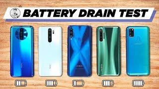 Redmi K30 (POCO X2) vs Realme X2 vs Honor 9X vs Galaxy M30s vs Note 8 Pro - Battery Drain Test!