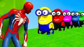 GTA-5 Epic Ragdoll RED SPIDERMAN VS RED MINION VS GREEN MINION Funny Fails Jump #shorts #gta5