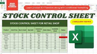Stock Control Sheet In Excel | Inventory Management | Inventory Control Sheet In Excel