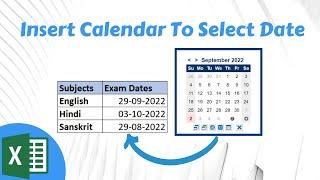 How To Insert Calendar in Excel Sheet to Select Date | How to Add Calendar in Excel