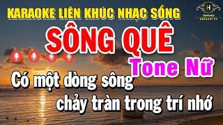 Karaoke Liên Khúc Nhạc Dân Ca Tone Nữ Dễ Hát | Siêu Phẩm Nhạc Vàng Tuyển Chọn - Sông Quê