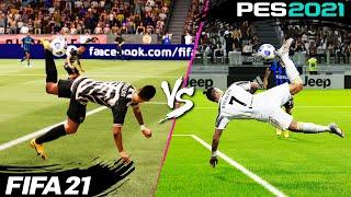 FIFA 21 vs. PES 2021: Fancy Finishing (Scorpion Kick, Bicycle Kick, Rabona & More) 4K