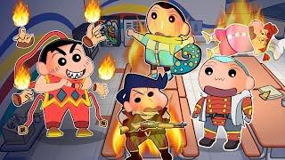 Nezha Shinchan Burn Everyone In Spaceship In Super Sus  | Shinchan Plays Among Us 3D | Funny Game 