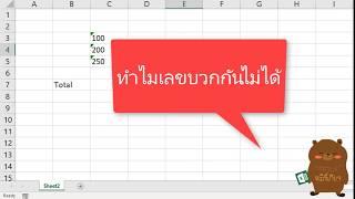 ปัญหา Excel ตัวเลขไม่ยอมบวก ตัวเลขบวกกันไม่ได้ แก้ยังไงดี