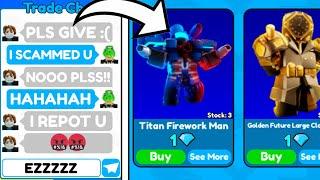 I SCAMMED a SCAMMER and SOLD TITAN FIREWORK MAN FOR FOR 0 GEMS - Toilet Tower Defense